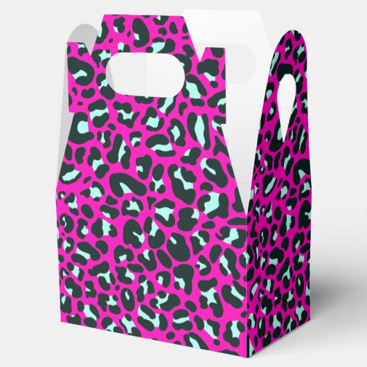 Modern rosa Geparden Leopard Tierdruck Geschenkschachtel (Geöffnet)