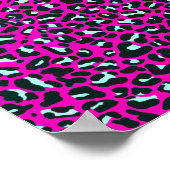 Modern rosa Geparden Leopard Tierdruck Poster (Ecke)