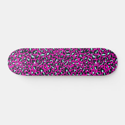 Modern rosa Geparden Leopard Tierdruck Skateboard (Horizontal)
