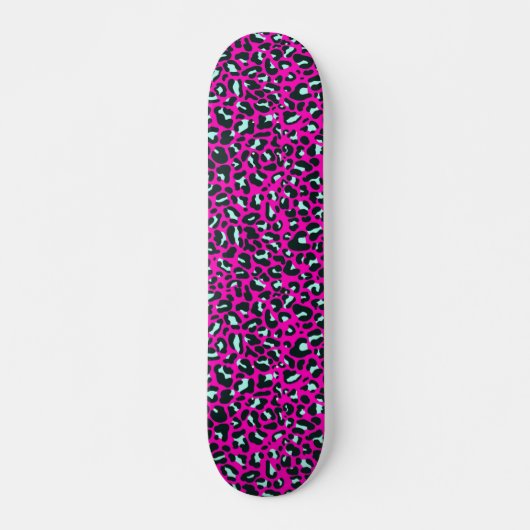 Modern rosa Geparden Leopard Tierdruck Skateboard (Vorne)