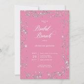 Modern rosa Glam Diamond Frame Bridal Brunch Einladung (Vorderseite)