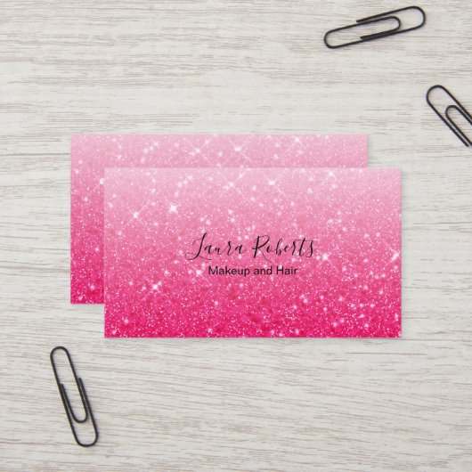 Modern rosa Glitzer Business Card Visitenkarte (Vorderseite/Rückseite Beispiel)