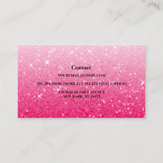 Modern rosa Glitzer Business Card Visitenkarte (Rückseite)