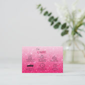 Modern rosa Glitzer Cake Care Business Card Visitenkarte (Stehend Vorderseite)