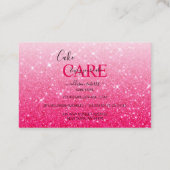 Modern rosa Glitzer Cake Care Business Card Visitenkarte (Rückseite)