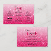 Modern rosa Glitzer Cake Care Business Card Visitenkarte (Vorne/Hinten)