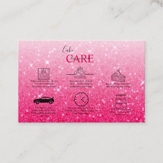 Modern rosa Glitzer Cake Care Business Card Visitenkarte (Vorderseite)