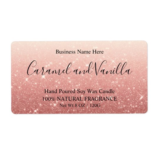 Modern rosa Glitzer Candles Label (Vorne)