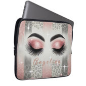 Modern rosa Glitzer Eyelashes Laptopschutzhülle (Vorne Rechts)