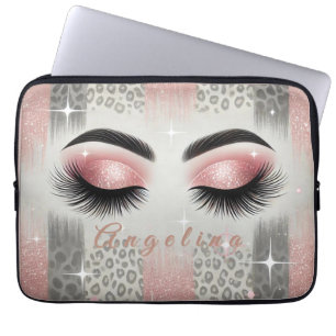 Modern rosa Glitzer Eyelashes Laptopschutzhülle