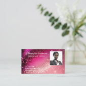 Modern rosa Glitzer Foto Template Insurance Agent Visitenkarte (Stehend Vorderseite)