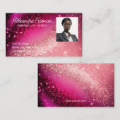 Modern rosa Glitzer Foto Template Insurance Agent Visitenkarte (Vorne/Hinten)