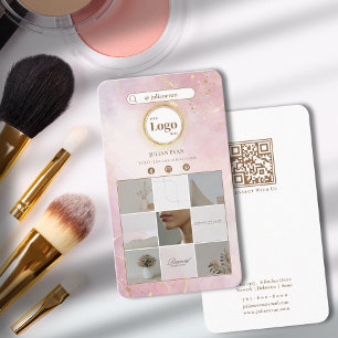 Modern rosa Glitzer Gold Instagramm Foto Collage Visitenkarte