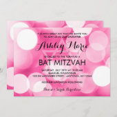 Modern rosa Glitzer Lights Bat Mitzvah Einladung (Vorne/Hinten)