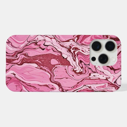 Modern rosa Glitzer Marmor iPhone Hülle (Rückseite (Horizontal))