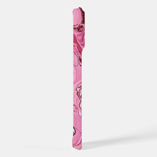Modern rosa Glitzer Marmor iPhone Hülle (Rechte Seite)