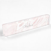 Modern rosa Glitzer Marmor Namensplakette