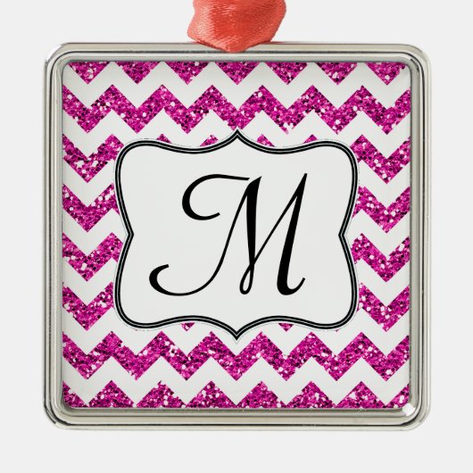 Modern rosa Glitzer Monogram, Initial Ornament Aus Metall (Vorne)