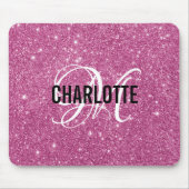 Modern rosa Glitzer Monogramm-Mauspad Mousepad (Vorne)