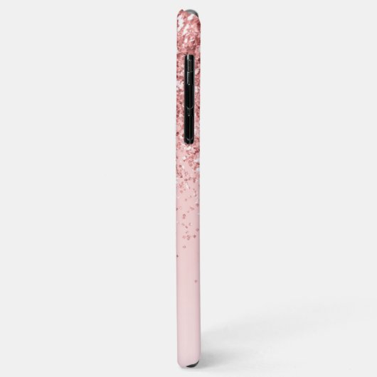 Modern rosa Glitzer monogramm personalisiert Case-Mate iPhone Hülle (Hinten/Links)