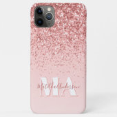Modern rosa Glitzer monogramm personalisiert Case-Mate iPhone Hülle (Rückseite)