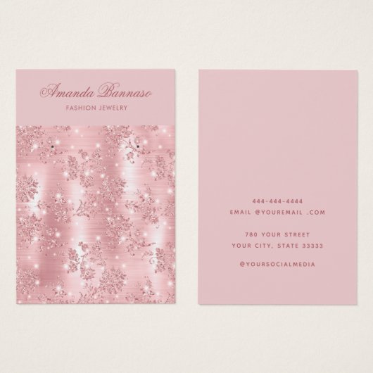 Modern-rosa Glitzer Ohrringe Display Card (Vorne & Hinten)