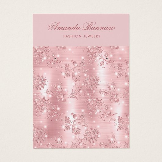 Modern-rosa Glitzer Ohrringe Display Card (Vorderseite)