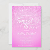 Modern rosa Glitzer ombre glam Sweet 16 Einladung (Vorderseite)