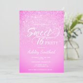 Modern rosa Glitzer ombre glam Sweet 16 Einladung (Stehend Vorderseite)