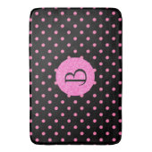 Modern rosa Glitzer Polka-Dots-Muster Monogramm Badematte (Vorderseite Vertikal)