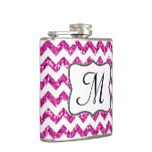 Modern rosa Glitzer Zickzack Monogram Whiskey Flas Flachmann (Rechts)