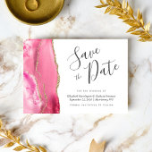 Modern rosa Gold Agate Save the Date Karte