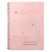 Modern rosa Gold Airplane Name Tagebuch (Vorderseite)