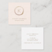 Modern rosa Gold Imitate Glitzer Monogram Circle L Quadratische Visitenkarte (Vorne/Hinten)