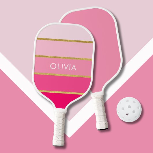 Modern rosa goldfarben personalisiert pickleball schläger