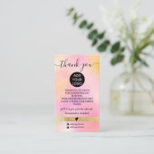 Modern rosa goldfarbene Logo-Bestellung Vielen Dan Visitenkarte (Stehend Vorderseite)