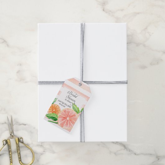 Modern rosa Grapefruits Orange Citrus Brautparty Geschenkanhänger (Mit Garn)