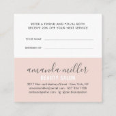 Modern rosa grau bezeichnen die Signatur eines Fre Empfehlungskarte (Rückseite)