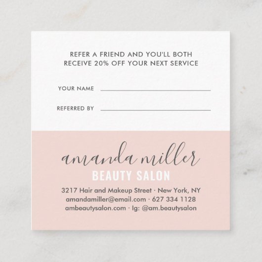 Modern rosa grau bezeichnen die Signatur eines Fre Empfehlungskarte (Rückseite)