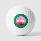 Modern rosa/grün Mit Monogramm Golfball (Vorderseite)