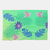 Modern rosa grün und Lila tropisch Geschirrtuch (Horizontal)