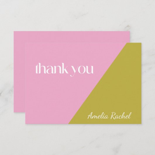 Modern rosa grüner Block Bat Mitzvah Custom Dankeskarte (Vorne/Hinten)