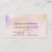 Modern rosa, holografische Ober-Rosa-Wimpern Visitenkarte (Rückseite)