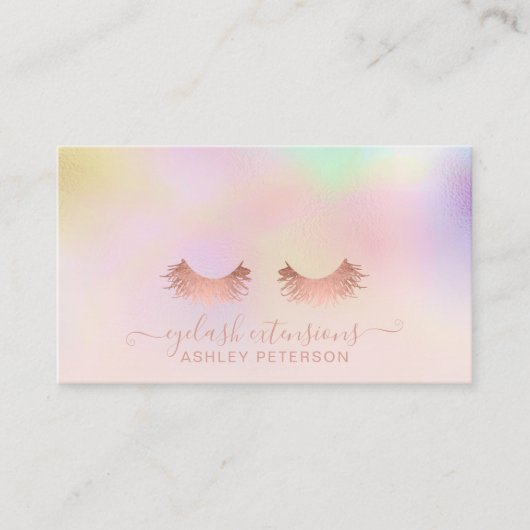 Modern rosa, holografische Ober-Rosa-Wimpern Visitenkarte (Vorderseite)