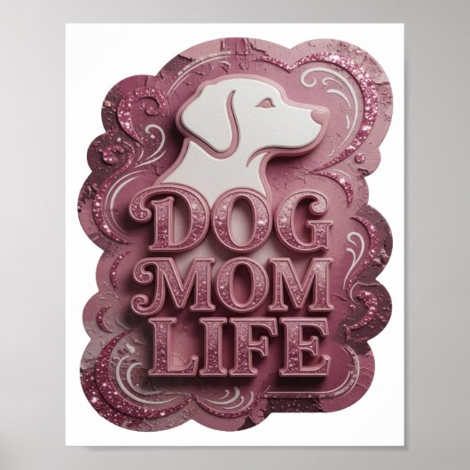 Modern Rosa HUND MUTTER LEBEN Poster (Vorne)