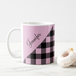 Modern rosa Karierter Karo Kaffeetasse