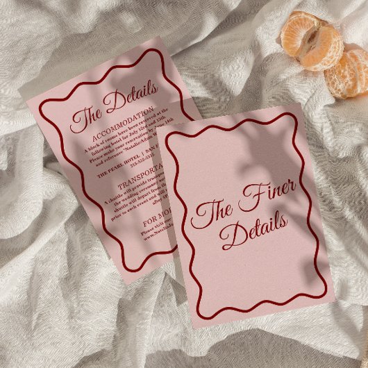 Modern rosa kühl Funky Retro Chic Wedding Details Begleitkarte