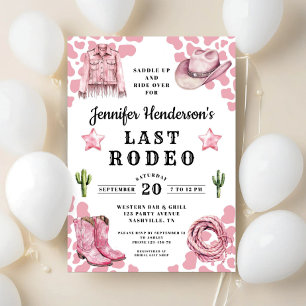 Modern rosa Last Rodeo Bachelorette Einladung