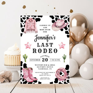 Modern rosa Last Rodeo Bachelorette Einladung