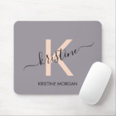 Modern rosa Lavendel Script Monogram Name Mousepad (Mit Mouse)
